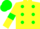 Silk -  Yellow, green spots & armlets, green cap