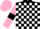 Silk - Black and white check, pink sleeves, black armlets, pink cap
