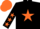 Silk - Black, orange star, black sleeves, orange stars, orange cap