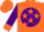 Silk - Orange, 'b' on purple ball, orange stars and cuffs on purple sleeves