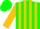 Silk - Green, gold yoke and  'l',  gold stripes on sleeves, green cap