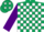 Silk - Dark green and white check, purple sleeves, purple cap, white stars