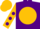 Silk - Purple, gold ball, purple 'djf', gold sleeves, purple dots, gold cap