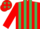 Silk - RED & EMERALD GREEN STRIPES, red sleeves, red cap, emerald green stars