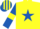 Silk - Yellow, royal blue star, royal blue sleeves, yellow armlets, yellow and royal blue striped cap