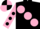 Silk - Black body, pink large spots, pink arms, black spots, pink cap, black quartered