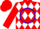 Silk - Red,  blue circle, white diamonds on red sleeves, red cap