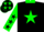 Silk - Black, dayglo green star, collar and sleeves, black stars,black cap,dayglo green stars andpeak