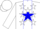 Silk - White, white 'j/c' on blue star, red bars & white stars on blue panel, white cap