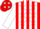 Silk - Red, white stripes, red stars on white sleeves