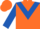 Silk - Neon orange, royal blue triangular panel, royal blue sleeves