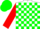 Silk - White, red heart, green blocks on red sleeves, red and green checked cap