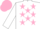 Silk - White, dayglo pink stars, dayglo pink cap