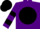 Silk - Purple, purple 'r' in black ball, purple and black hoops on sleeves, black cap