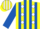 Silk - Yellow, white dots, royal blue stripes on sleeves