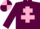 Silk - MAROON, pink cross of lorraine, quartered cap