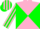 Silk - Neon pink and green diagonal quarters, pink sleeves, green stripes