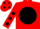 Silk - Red, black disc, black spots on sleeves, red cap, black spots