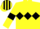 Silk - Yellow, black triple diamond and armlets, striped cap