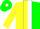 Silk - Yellow and green Halved, white stripe, green cap, white diamond