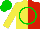 Silk - Yellow, green circle, green and red halved cap