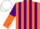 Silk - Orange, purple striped, purple & orange halved sleeves, white cap