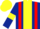 Silk - dark blue, red braces, yellow stripe, yellow armlets, yellow cap