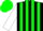 Silk - Black and green stripes, white sleeves, green cap