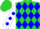 Silk - Lime green and blue diamonds, white sleeves, blue dots