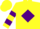 Silk - Yellow, purple 'mr' on diamond frame, purple bars on sleeves
