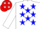 Silk - White, red, white and blue emblem, blue stars on white sleeves