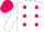 Silk - White, hot pink spots, white sleeves, hot pink cap