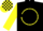 Silk - Black, yellow 'jz' in circle, black blocks on yellow sleeves