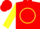 Silk - Red, yellow 'm' in yellow circle, yellow sleeves, red cap