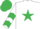 Silk - White, emerald green star, chevrons on sleeves, emerald green cap