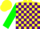 Silk - Yellow, purple blocks, green sleeves, yellow cuffs