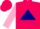 Silk - Hot pink &  navy blue triangle, pink sleeves, navy blue polka dot sleeves