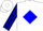 Silk - White, black horsehead in horseshoe,  blue diamond stripe on sleeves