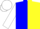 Silk - Blue and yellow halved, white sleeves, white cap