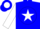 Silk - Blue, blue star on white ball, blue band on white sleeves