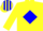 Silk - Yellow, blue diamond, yellow cap, blue stripes