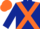 Silk - Dark blue body, orange cross belts, dark blue arms, orange cap