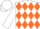 Silk - White, orange band of diamonds, white sleeves and cap