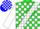 Silk - Lime green, white sash, blue ''s and r'', white blocks on sleeves