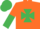 Silk - Orange, emerald green, maltese cross, emerald green sleeves, halved cap