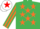 Silk - Emerald green, orange stars, striped sleeves, white cap, red star
