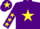 Silk - Purple, yellow star, purple sleeves, yellow stars, purple cap, yellow star