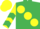 Silk - emerald Green body, yellow large spots, yellow arms, emerald green chevrons, yellow cap