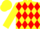 Silk - Yellow, red circled 'w', red diamonds, yellow cap