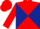 Silk - Red and dark blue diagonal quarters, blue bars on red sleeves, red cap